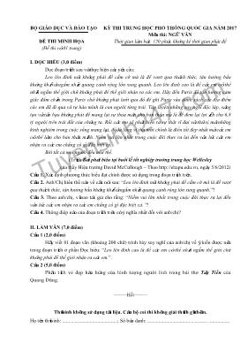 Đề thi minh họa kì thi THPT quốc gia môn Ngữ văn năm 2017